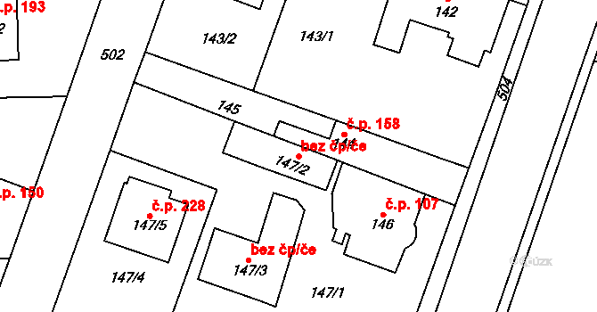 Praha 43475302 na parcele st. 147/2 v KÚ Třeboradice, Katastrální mapa