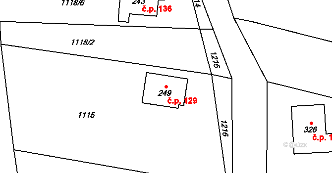 Podvihov 129, Opava na parcele st. 249 v KÚ Podvihov, Katastrální mapa
