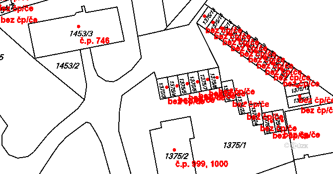 Jemnice 46542302 na parcele st. 1375/3 v KÚ Jemnice, Katastrální mapa