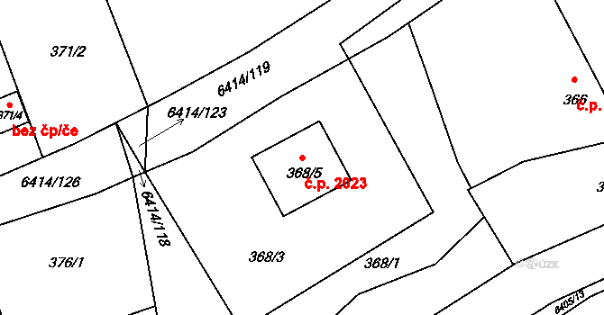 Petřvald 2023 na parcele st. 368/5 v KÚ Petřvald u Karviné, Katastrální mapa
