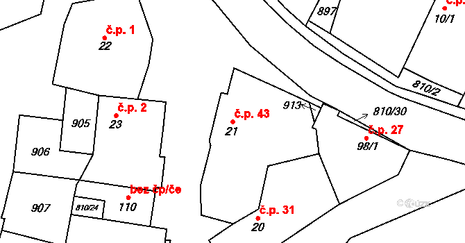 Holešovice 43, Chroustovice na parcele st. 21 v KÚ Holešovice u Chroustovic, Katastrální mapa