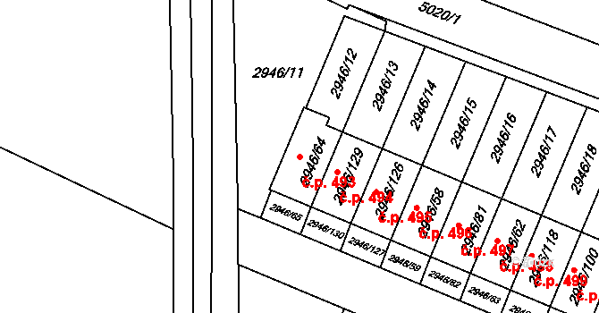 Choceňské Předměstí 493, Vysoké Mýto na parcele st. 2946/64 v KÚ Vysoké Mýto, Katastrální mapa