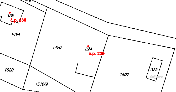 Lipová 239 na parcele st. 324 v KÚ Lipová u Šluknova, Katastrální mapa