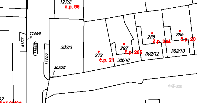 Velká Ves 21, Broumov na parcele st. 273 v KÚ Velká Ves u Broumova, Katastrální mapa