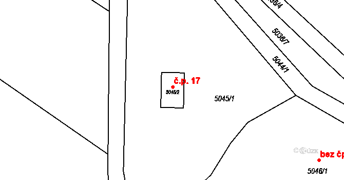Boušice 17, Benešov na parcele st. 5045/2 v KÚ Benešov u Prahy, Katastrální mapa