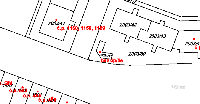 Plzeň 79608302 na parcele st. 2003/115 v KÚ Doubravka, Katastrální mapa
