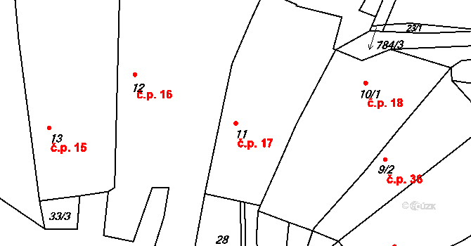 Rovná 17 na parcele st. 11 v KÚ Rovná u Hořepníku, Katastrální mapa