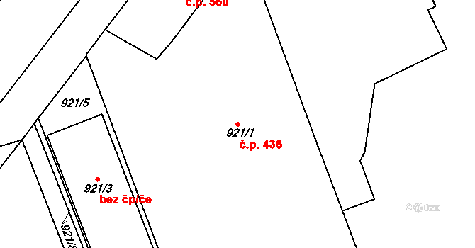 Dobruška 435 na parcele st. 921/1 v KÚ Dobruška, Katastrální mapa
