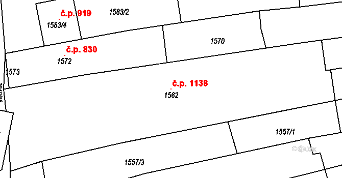 Nivnice 1138 na parcele st. 1562 v KÚ Nivnice, Katastrální mapa