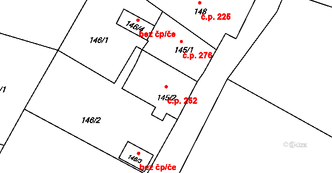 Bělotín 252 na parcele st. 145/2 v KÚ Bělotín, Katastrální mapa