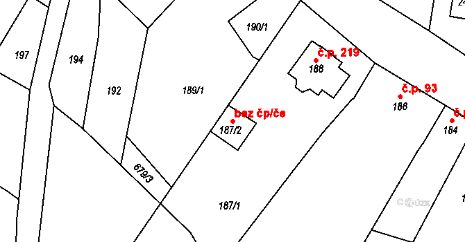 Velké Hostěrádky 110296303 na parcele st. 187/2 v KÚ Velké Hostěrádky, Katastrální mapa