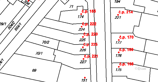 Přerov III-Lověšice 220, Přerov na parcele st. 225 v KÚ Lověšice u Přerova, Katastrální mapa
