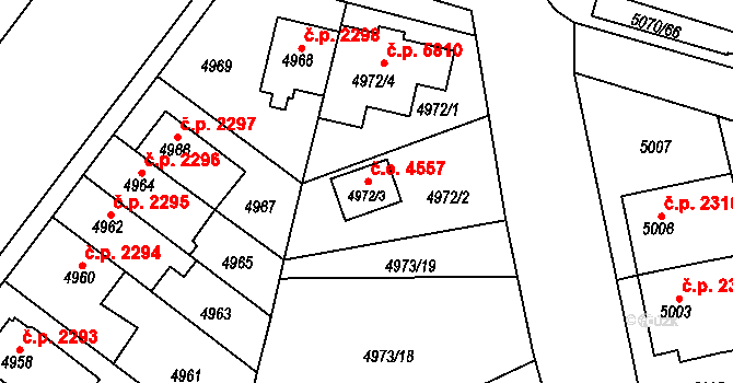 Jihlava 4557 na parcele st. 4972/3 v KÚ Jihlava, Katastrální mapa