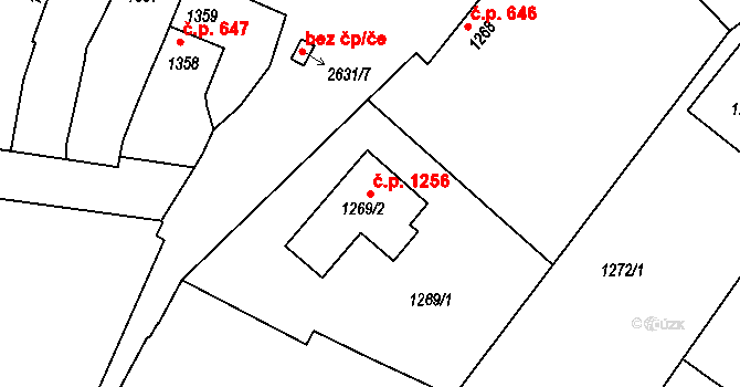 Stará Boleslav 1256, Brandýs nad Labem-Stará Boleslav na parcele st. 1269/2 v KÚ Stará Boleslav, Katastrální mapa