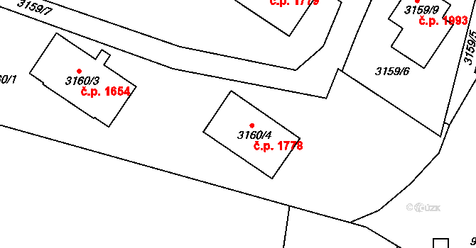Tachov 1778 na parcele st. 3160/4 v KÚ Tachov, Katastrální mapa