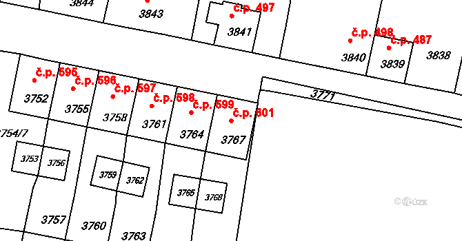 Mimoň I 601, Mimoň na parcele st. 3767 v KÚ Mimoň, Katastrální mapa