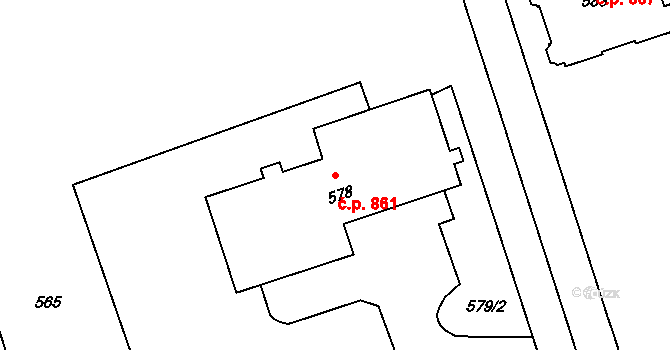 Lutyně 861, Orlová na parcele st. 578 v KÚ Horní Lutyně, Katastrální mapa