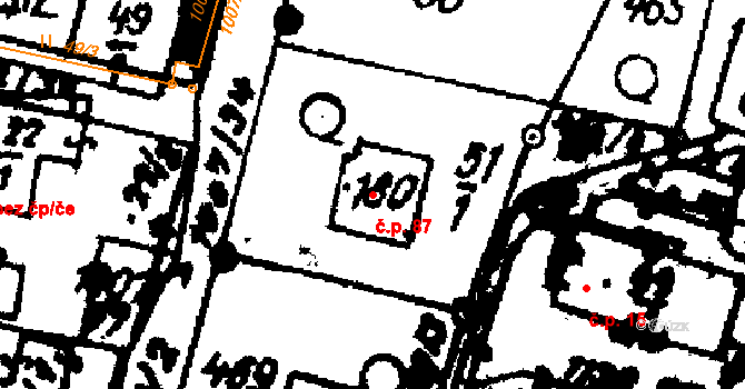 Sázava 87 na parcele st. 180 v KÚ Sázava u Lanškrouna, Katastrální mapa