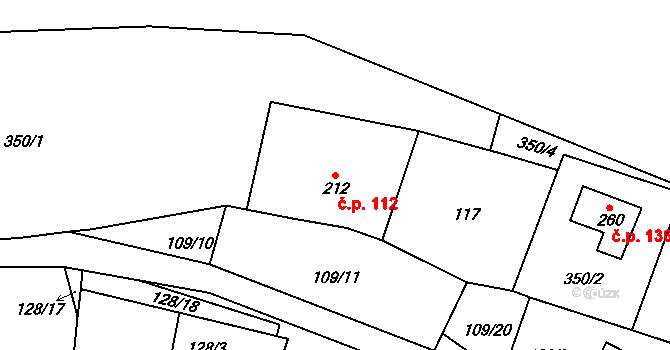 Krásná Lípa 112, Šindelová na parcele st. 212 v KÚ Krásná Lípa u Šindelové, Katastrální mapa