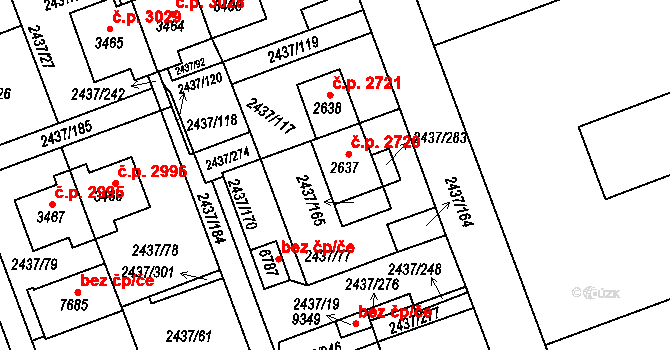 Hodonín 2720 na parcele st. 2637 v KÚ Hodonín, Katastrální mapa