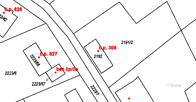 Liberec XXV-Vesec 306, Liberec na parcele st. 2192 v KÚ Vesec u Liberce, Katastrální mapa