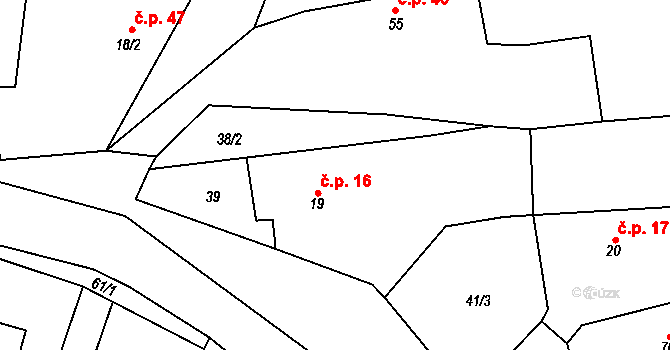 Trnov 16 na parcele st. 19 v KÚ Trnov, Katastrální mapa