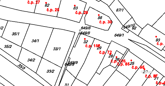 Opatovice 152, Vyškov na parcele st. 32 v KÚ Opatovice u Vyškova, Katastrální mapa