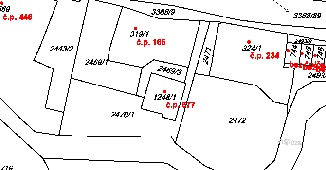 Horní Rokytnice 677, Rokytnice nad Jizerou na parcele st. 1248/1 v KÚ Horní Rokytnice nad Jizerou, Katastrální mapa