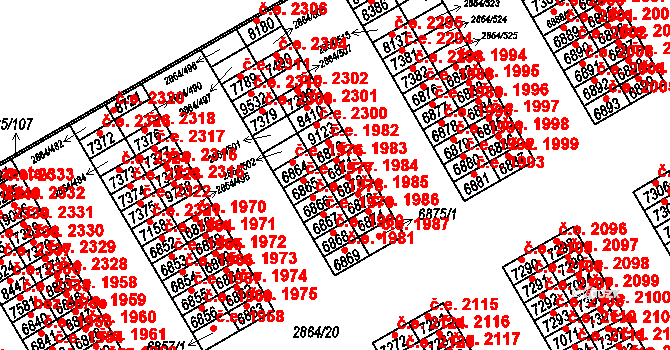 Hodonín 1983 na parcele st. 6871 v KÚ Hodonín, Katastrální mapa