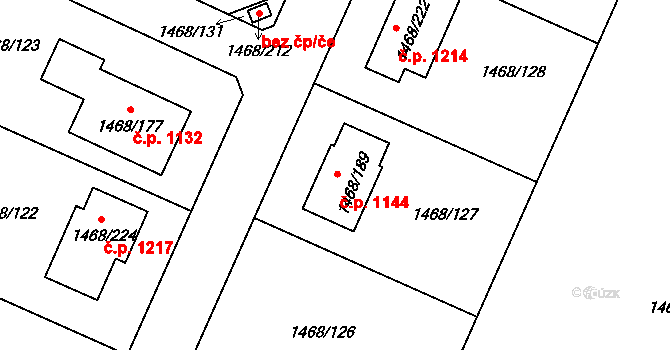 Pečky 1144 na parcele st. 1468/189 v KÚ Pečky, Katastrální mapa
