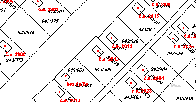 Velká Chuchle 2013, Praha na parcele st. 943/13 v KÚ Velká Chuchle, Katastrální mapa