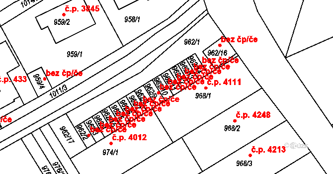 Jablonec nad Nisou 38456303 na parcele st. 962/10 v KÚ Mšeno nad Nisou, Katastrální mapa