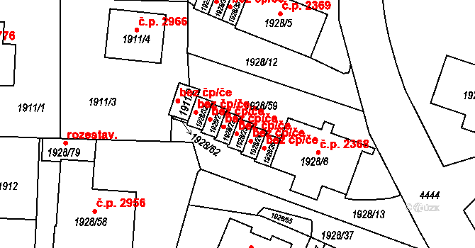 Teplice 39162303 na parcele st. 1928/23 v KÚ Teplice, Katastrální mapa