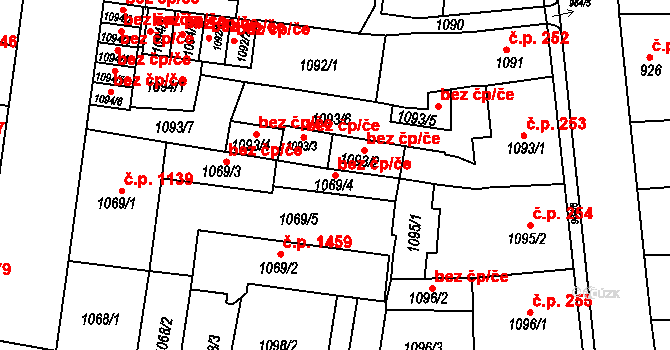 Moravská Třebová 40127303 na parcele st. 1069/4 v KÚ Moravská Třebová, Katastrální mapa