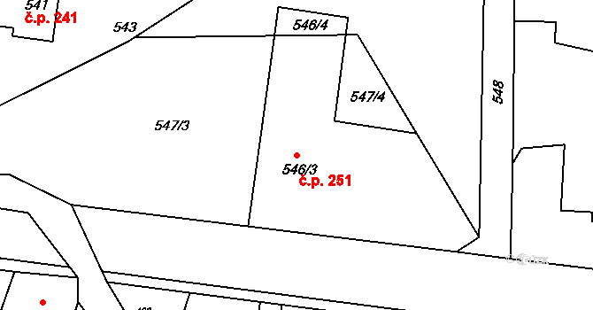 Lípa 251 na parcele st. 546/3 v KÚ Lípa nad Dřevnicí, Katastrální mapa