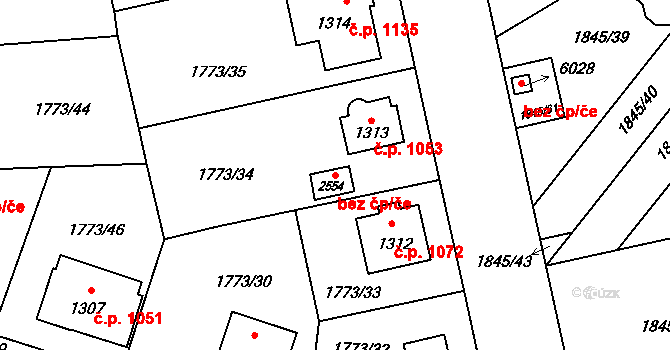 Šumperk 42019303 na parcele st. 2554 v KÚ Šumperk, Katastrální mapa