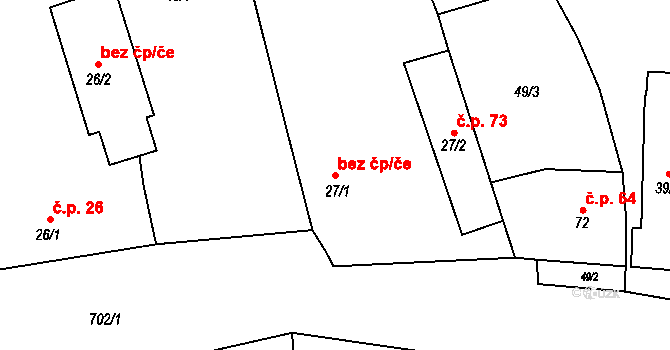 Jaroměř 42135303 na parcele st. 27/1 v KÚ Semonice, Katastrální mapa