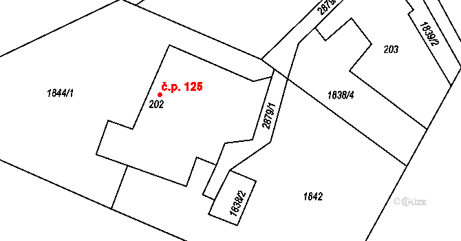 Melč 125 na parcele st. 202 v KÚ Melč, Katastrální mapa