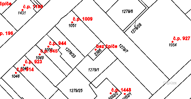 Hlinsko 43744303 na parcele st. 2386 v KÚ Hlinsko v Čechách, Katastrální mapa