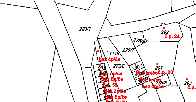 Luby 44641303 na parcele st. 1118 v KÚ Luby I, Katastrální mapa