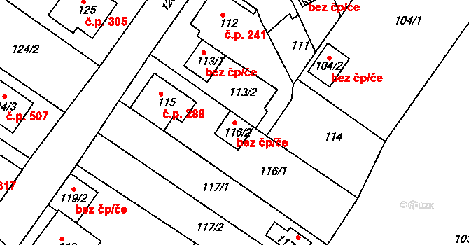 Teplice 46087303 na parcele st. 116/2 v KÚ Sobědruhy, Katastrální mapa
