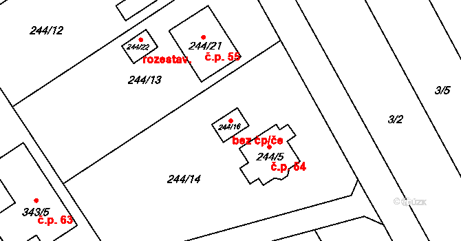 Grymov 49154303 na parcele st. 244/16 v KÚ Grymov, Katastrální mapa
