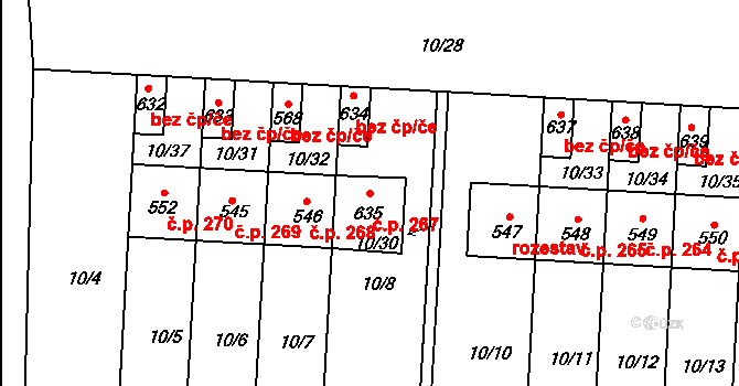 Kozojedy 267 na parcele st. 635 v KÚ Kozojedy u Kostelce nad Černými Lesy, Katastrální mapa