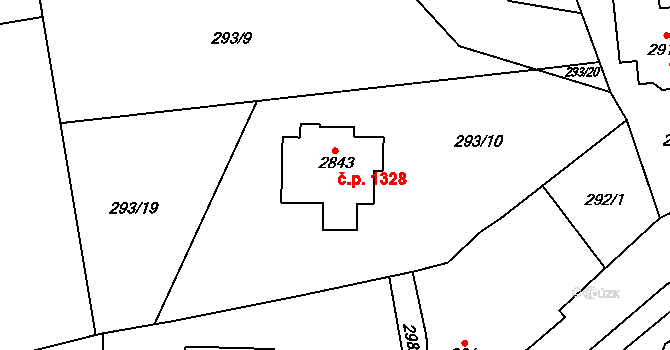 Litovel 1328 na parcele st. 2843 v KÚ Litovel, Katastrální mapa