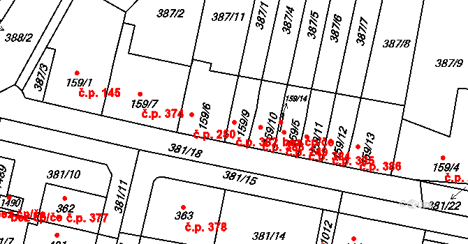 Slatiňany 382 na parcele st. 159/9 v KÚ Slatiňany, Katastrální mapa