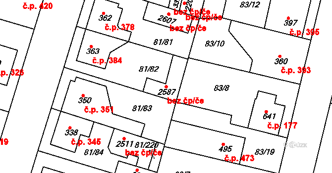 Kralupy nad Vltavou 54627303 na parcele st. 2587 v KÚ Lobeček, Katastrální mapa