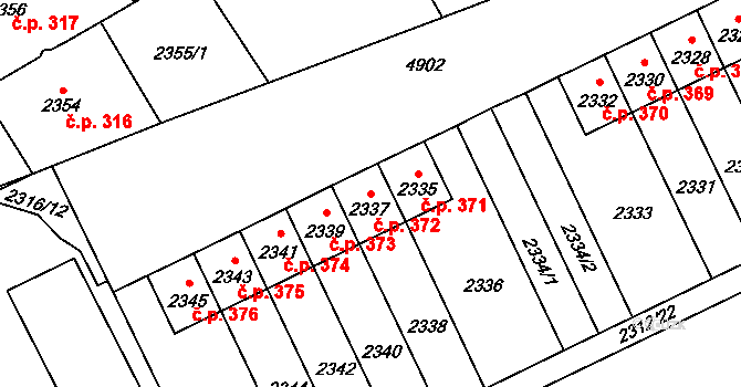 Pražské Předměstí 372, Vysoké Mýto na parcele st. 2337 v KÚ Vysoké Mýto, Katastrální mapa
