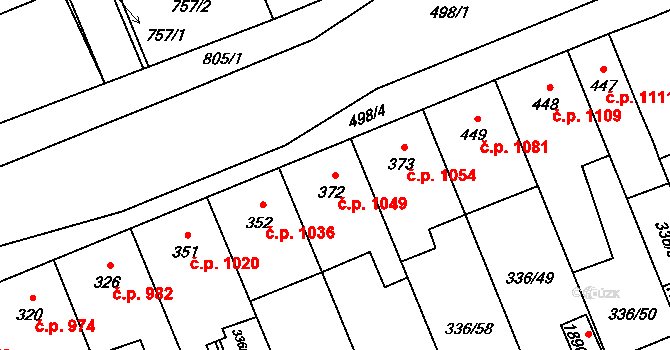 Nový Jičín 1049 na parcele st. 372 v KÚ Nový Jičín-Dolní Předměstí, Katastrální mapa