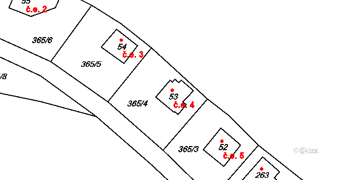 Hracholusky 4, Úlice na parcele st. 53 v KÚ Hracholusky nade Mží, Katastrální mapa