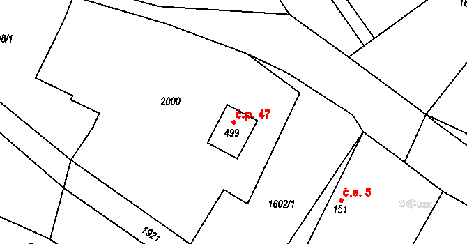 Heřmanov 47, Kolešovice na parcele st. 499 v KÚ Kolešovice, Katastrální mapa